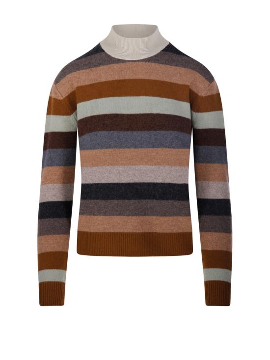 25FW 토리버치 메리노 울 터틀넥 174718 499 SAGE GREY WIDE STRIPE