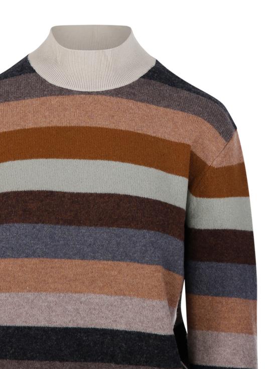 25FW 토리버치 메리노 울 터틀넥 174718 499 SAGE GREY WIDE STRIPE - TORY BURCH