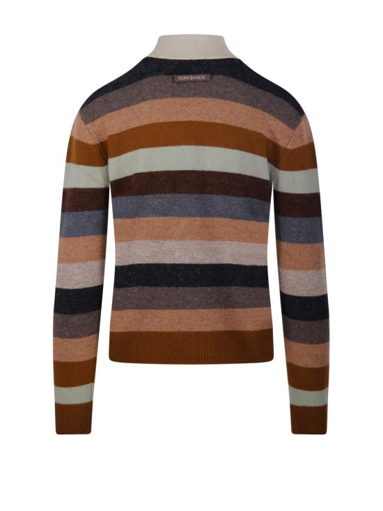 25FW 토리버치 메리노 울 터틀넥 174718 499 SAGE GREY WIDE STRIPE - TORY BURCH