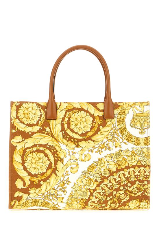 25FW 베르사체 토트백 10047411A15310 5N79V DARK BROWN SPICE BROWN EGGSHELL GOLD - VERSACE