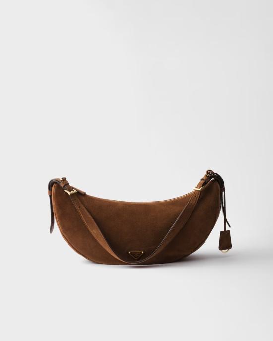 26SS 프라다 데미룬 라지 스웨이드 숄더백 1BC2552C4SF0324 V OVO Brown