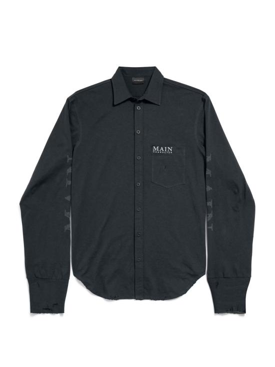 25FW 발렌시아가 메인 캐릭터 아트워크 티셔츠 슬리브 셔츠 850260TTVB9 1083 BLACK