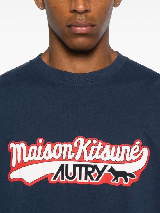 25FW 오트리 X 메종키츠네 반팔 티셔츠 TSPXMK2B BLUE - AUTRY X MAISON KITSUNE