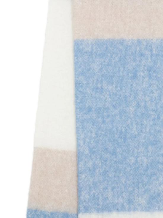 25FW 메종키츠네 알파카 스트라이프 스카프 PM06203WA0022 0360 FEATHER BEIGE LAPIS BLUE - MAISON KITSUNE