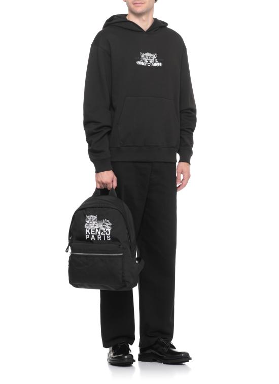 25FW 겐조 해피 타이거 자수 후드 티셔츠 FF65HO253 4MF99J Black - KENZO