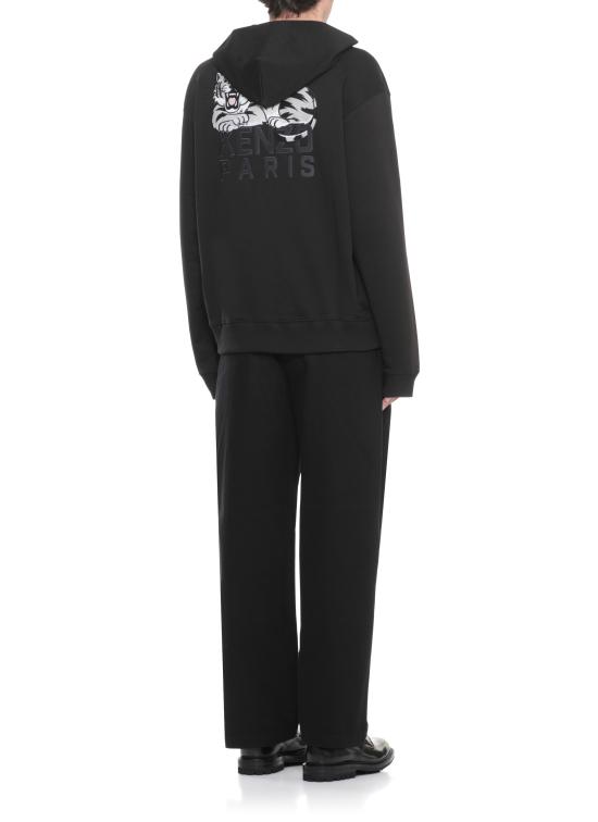 25FW 겐조 해피 타이거 자수 후드 티셔츠 FF65HO253 4MF99J Black - KENZO