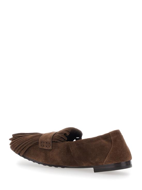 25FW 토리버치 Ballet 프린지 스웨이드 로퍼 176837200 Brown - TORY BURCH