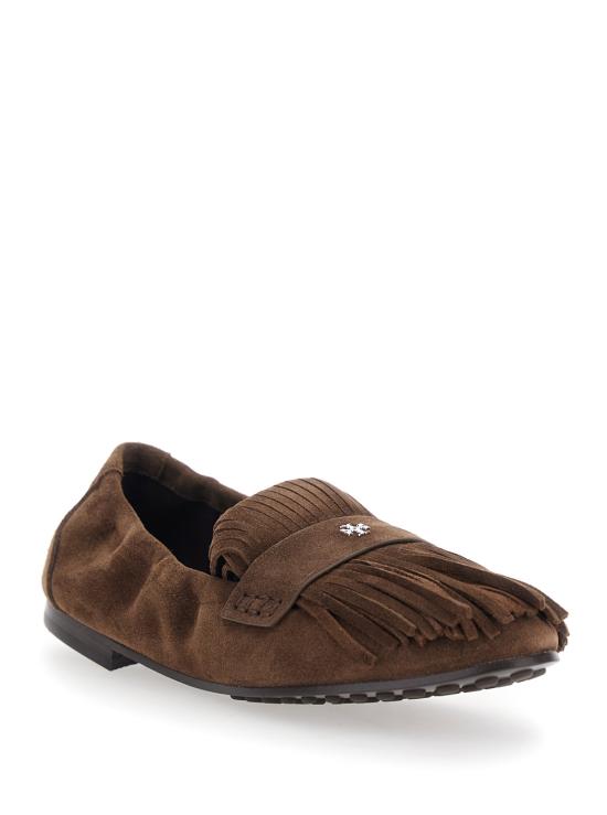 25FW 토리버치 Ballet 프린지 스웨이드 로퍼 176837200 Brown - TORY BURCH