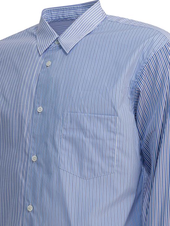 25FW 꼼데가르송 긴팔 셔츠 FZ B107 PER1 STRIPE MIX 1 Light blue - COMME DES GARCONS