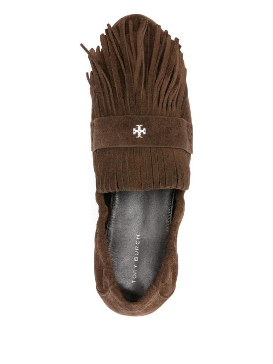 25FW 토리버치 Ballet 프린지 스웨이드 로퍼 176837200 Brown - TORY BURCH