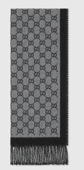 25FW 구찌 울 자카드 스카프 8355344G2001360 BLACK GREY DOM