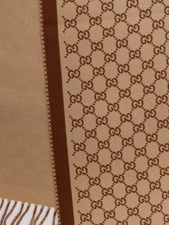 26SS 구찌 울 자카드 스카프 8355343G2009865 BEIGE BROWN DOM - GUCCI