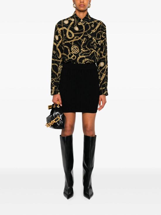 25FW 발망 숏 스커트 FF1LB197KI630PA BLACK - BALMAIN