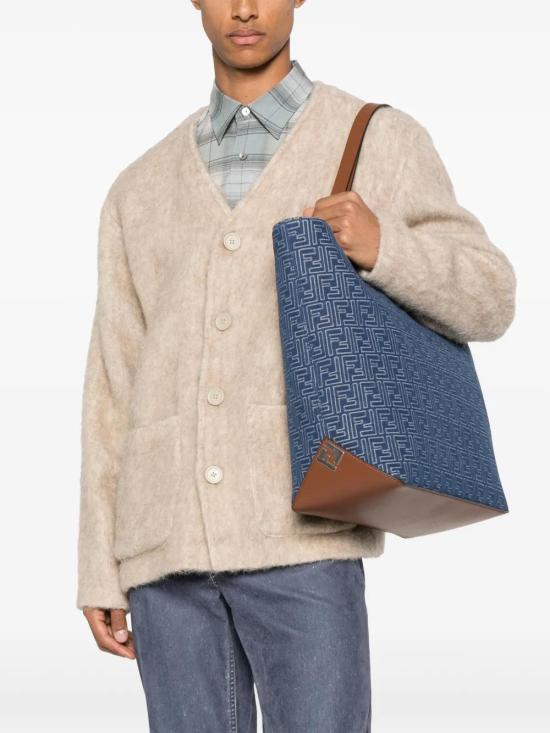 25SS 펜디 FF 패브릭 미디움 쇼핑백 7VA657AUGOF1SCG BLUE - FENDI