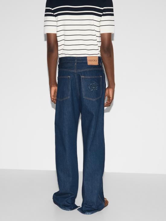 25SS 구찌 자수 데님 트라우저 815629XDC6V4759 BLUE - GUCCI