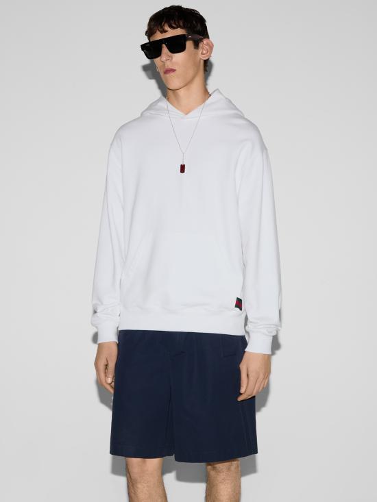 25SS 구찌 웹 코튼 저지 스웨트셔츠 814900XJG2U9074 WHITE - GUCCI