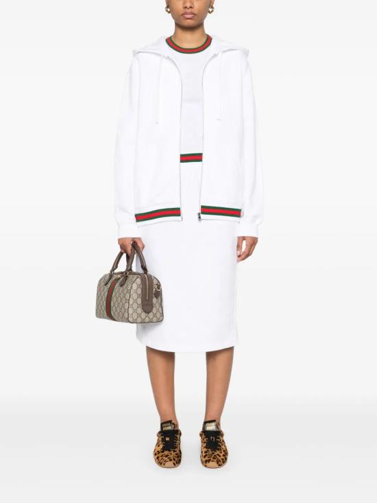 25SS 구찌 웹 코튼 저지 후드 집업 810383XJG079692 WHITE - GUCCI