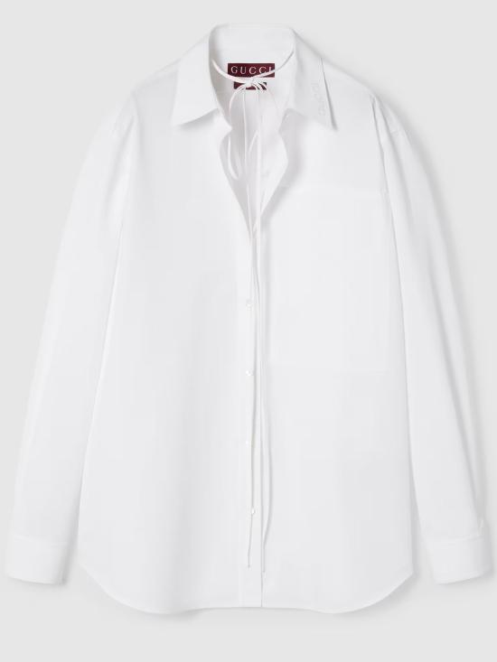 25SS 구찌 로고 포플린 코튼 셔츠 816008Z7ADR9000 WHITE - GUCCI