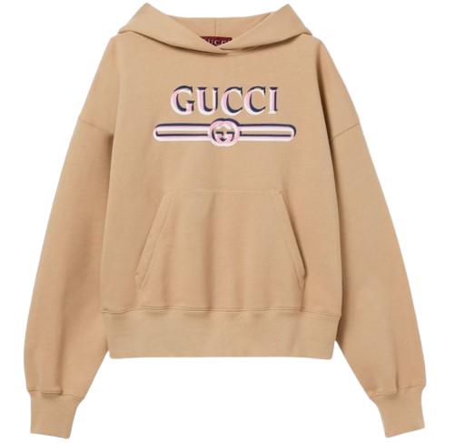 25SS 구찌 엠브로이디드 코튼 저지 후드 티셔츠 787274XJG612397 BEIGE