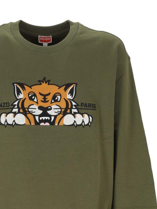 25FW 겐조 해피 타이거 자수 스웨트셔츠 FF65SW2654MF50 Beige - KENZO