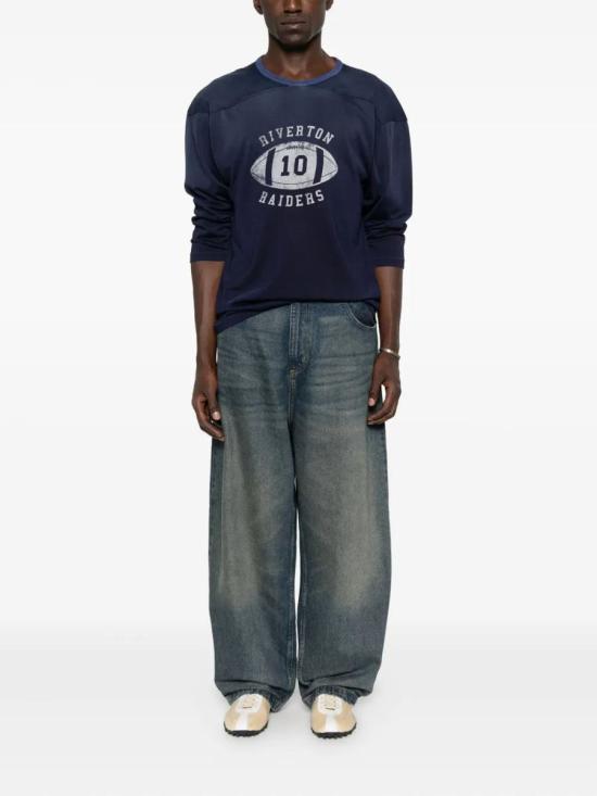 25FW 마르지엘라 풋볼 프린트 긴팔 티셔츠  S50GC0719M20129 478 BLU BLUE