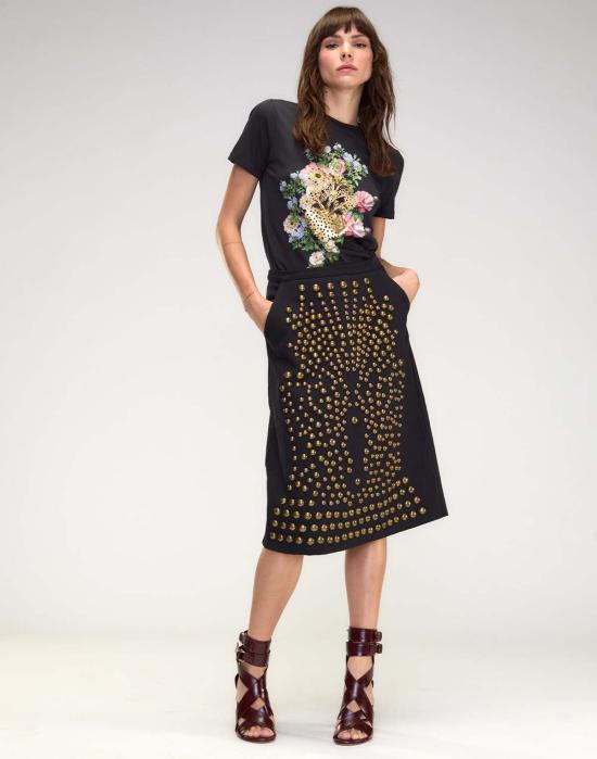 신시아 로리 반팔 티셔츠 신시아 로울리 하트 오브 골드 티셔츠 블랙 - CYNTHIA ROWLEY