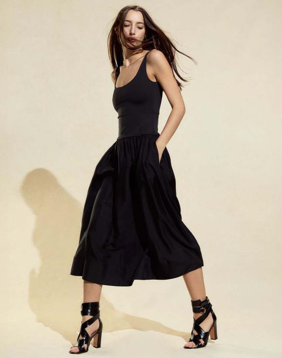  신시아 로리 롱 원피스 신시아 로울리 엘로이즈 드롭 웨이스트 드레스 블랙 - CYNTHIA ROWLEY