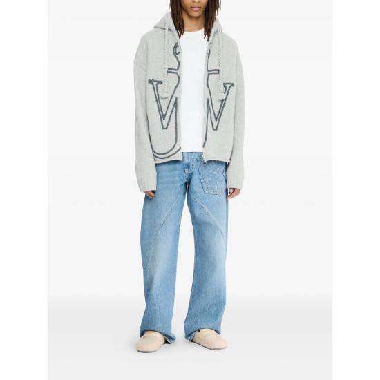 25FW JW앤더슨 앵커 자수 지퍼 후디 KW1429 YN0412905 GREY - JW ANDERSON