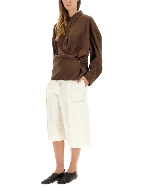 25FW 르메르 스트레이트 칼라 트위스트 셔츠 SH1141 LF1308BR402 BROWN - LEMAIRE