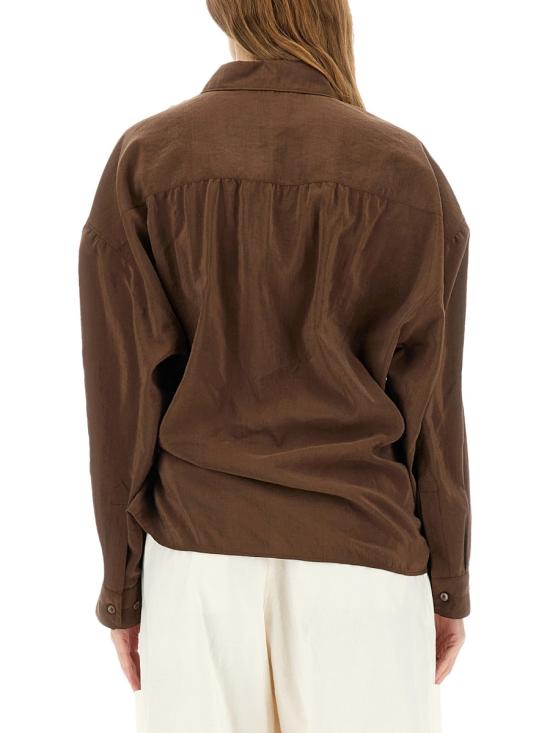 25FW 르메르 스트레이트 칼라 트위스트 셔츠 SH1141 LF1308BR402 BROWN - LEMAIRE