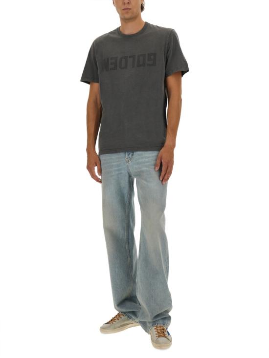25FW 골든구스 골든 로고 프린트 반팔 티셔츠 GMP01220 P00067160318 CHARCOAL - GOLDEN GOOSE