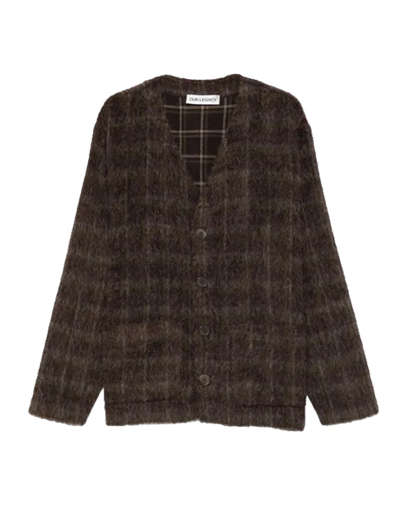 26FW 아워레가시 가디건 도르프 체크 헤어리 울 M4256CD DORFCHECKHAIRYWOOL BROWN