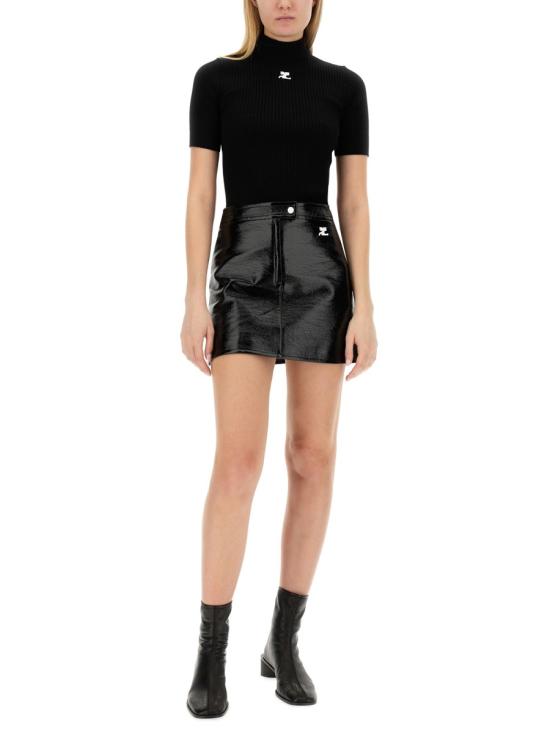 26SS 쿠레쥬 리에디션 니트 탑 숏슬리브 PERMPU026FI0001 9999 BLACK - COURREGES