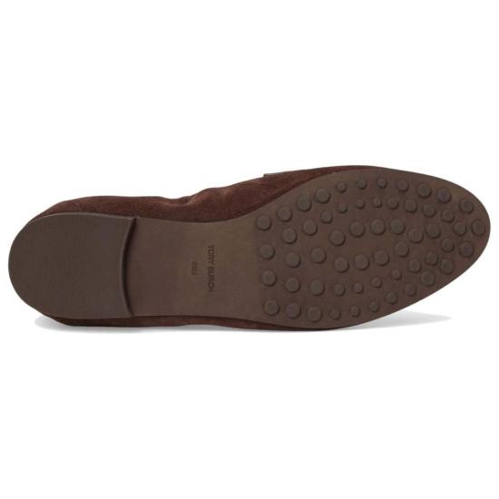  토리버치 플랫 슈즈 스웨이드 발레 로퍼 다크 코코아 - TORY BURCH