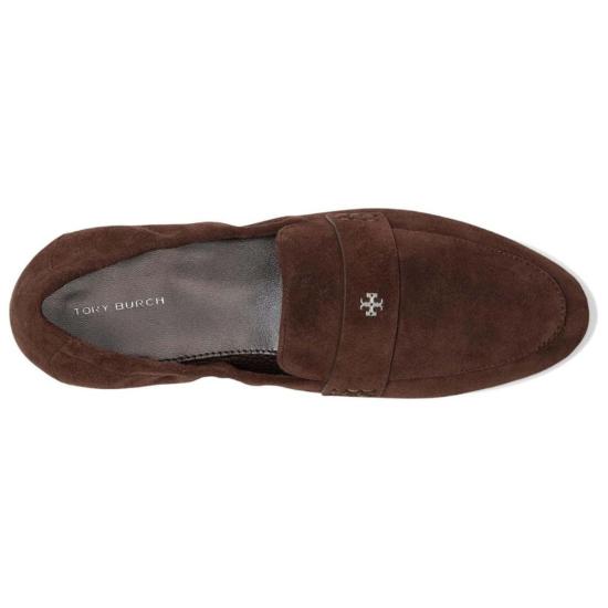  토리버치 플랫 슈즈 스웨이드 발레 로퍼 다크 코코아 - TORY BURCH