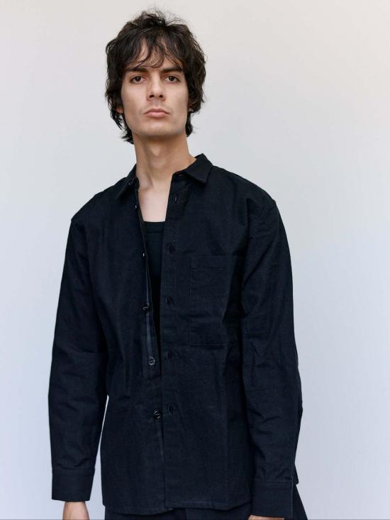  맨틀 긴팔 셔츠 R19 S1 블랙 왁스 새 셔츠 1개