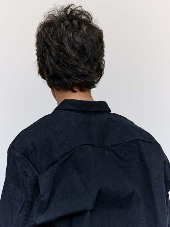  맨틀 긴팔 셔츠 R19 S1 블랙 왁스 새 셔츠 1개 - MAN-TLE