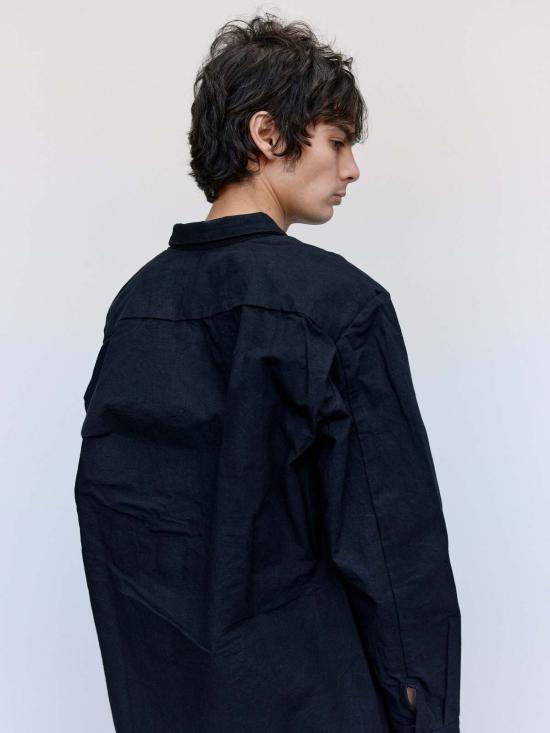  맨틀 긴팔 셔츠 R19 S1 블랙 왁스 새 셔츠 1개 - MAN-TLE