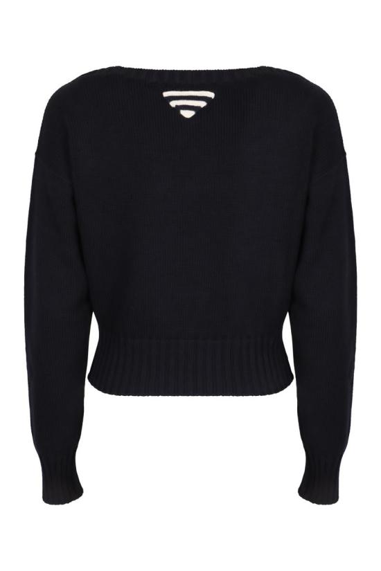 25SS 프라다 백 트라이앵글 로고 코튼 보트넥 니트 P24M2PSOOO16O0 F0008 BLUE - PRADA