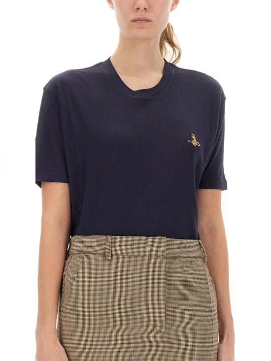 25FW 비비안웨스트우드 반팔 티셔츠 3G010013 J009UK420 BLUE - VIVIENNE WESTWOOD