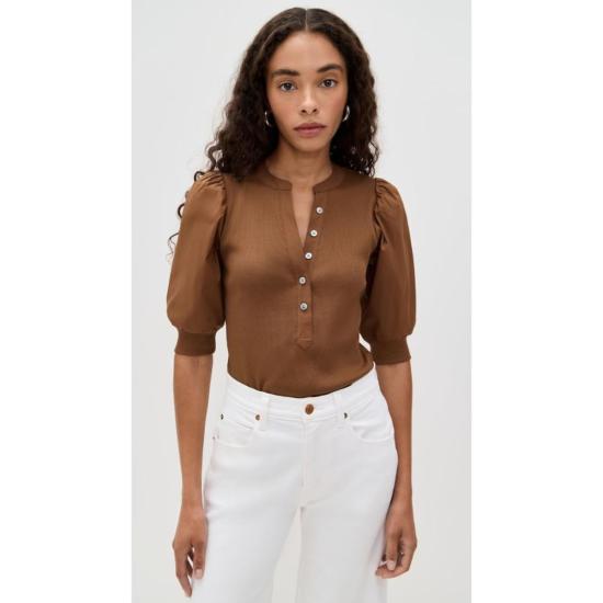  베로니카비어드 반팔 티셔츠 베로니카 비어드 코랄리 탑 마호가니 - VERONICA BEARD