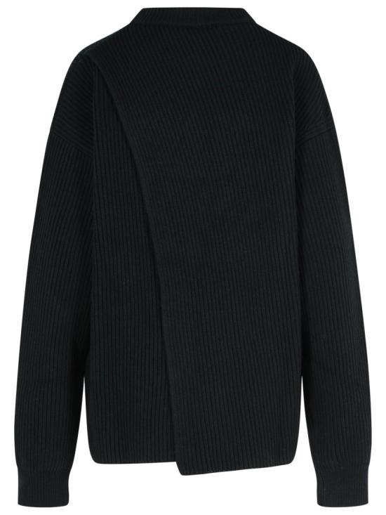 25FW 질샌더 립 크루넥 스웨터 J02GP0223 J14737 001 Black - JIL SANDER