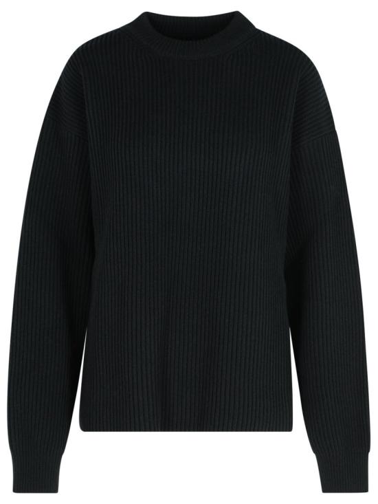 25FW 질샌더 립 크루넥 스웨터 J02GP0223 J14737 001 Black