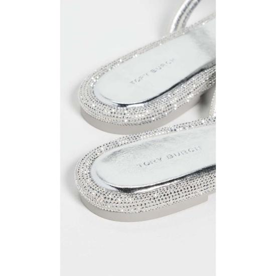  토리버치 샌들 밀러 매듭 파베 가죽  실버 - TORY BURCH