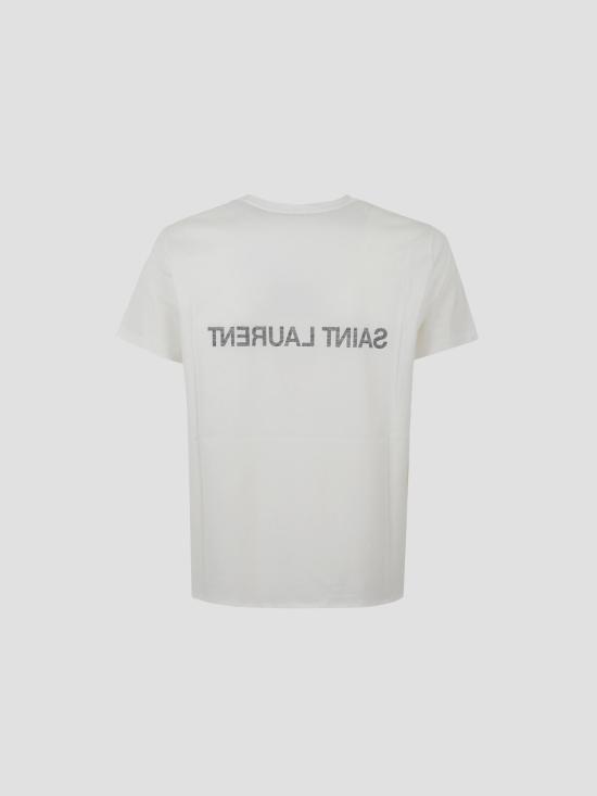 25FW 생로랑 리버스 티셔츠 663278Y37AW 9744 NATUREL NOIR - SAINT LAURENT