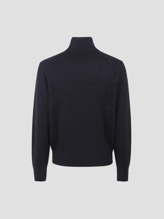 25FW 아미 스몰 하트 로고 메리노 울 니트 터틀넥 HKS827001 414 NAVY RED - AMI