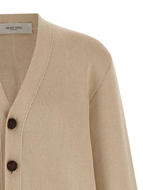  골든구스 코튼 니트 V넥 버튼 가디건 GMP00946P00197255550 BEIGE - GOLDEN GOOSE
