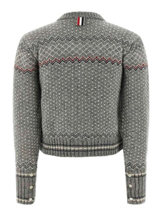  톰브라운 페어아일 자카드 도니골 크롭 가디건 (FKC677A Y1506 100) FKC677AY1506055 Grey - THOM BROWNE