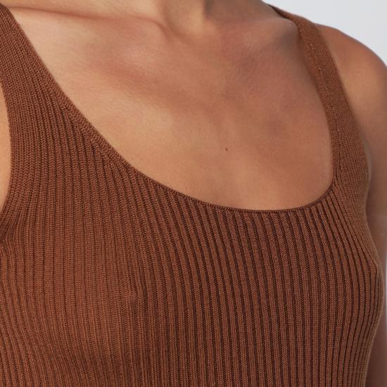 25FW 로베르토 콜리나 민소매 티셔츠 253F08214WO Brown - ROBERTO COLLINA