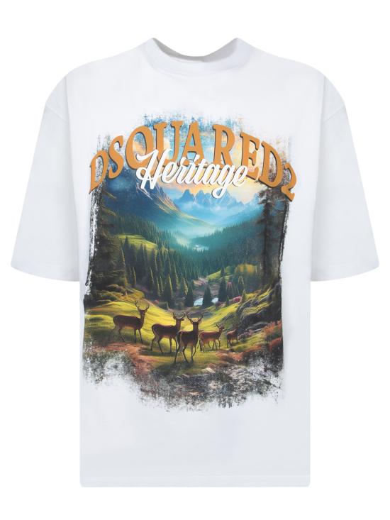 26FW 디스퀘어드2 반팔 티셔츠 S74GD1467 S24583 100 White